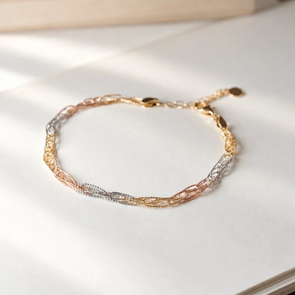 Tri‑Color Interwoven Chain Bracelet – KC0055