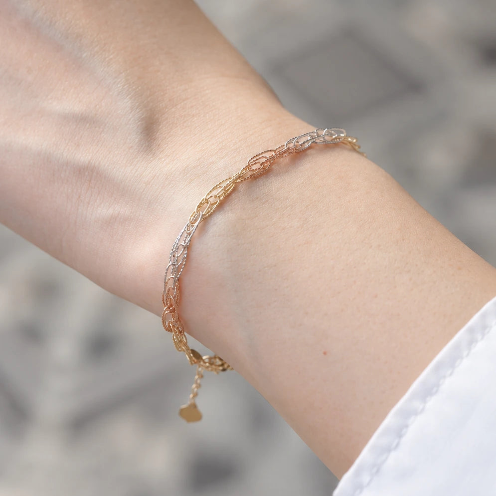 Tri‑Color Interwoven Chain Bracelet – KC0055