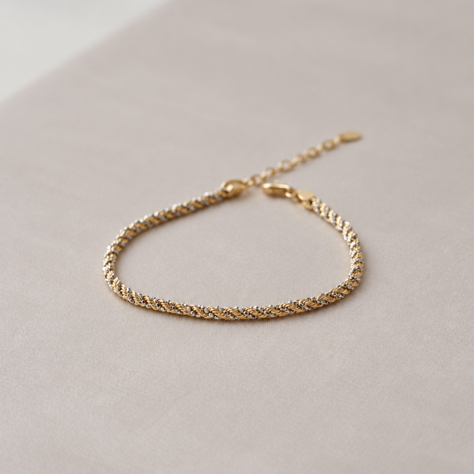 Two‑Tone Twisted Chain Bracelet – KC0038
