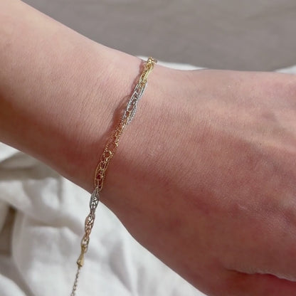 Tri‑Color Interwoven Chain Bracelet – KC0055